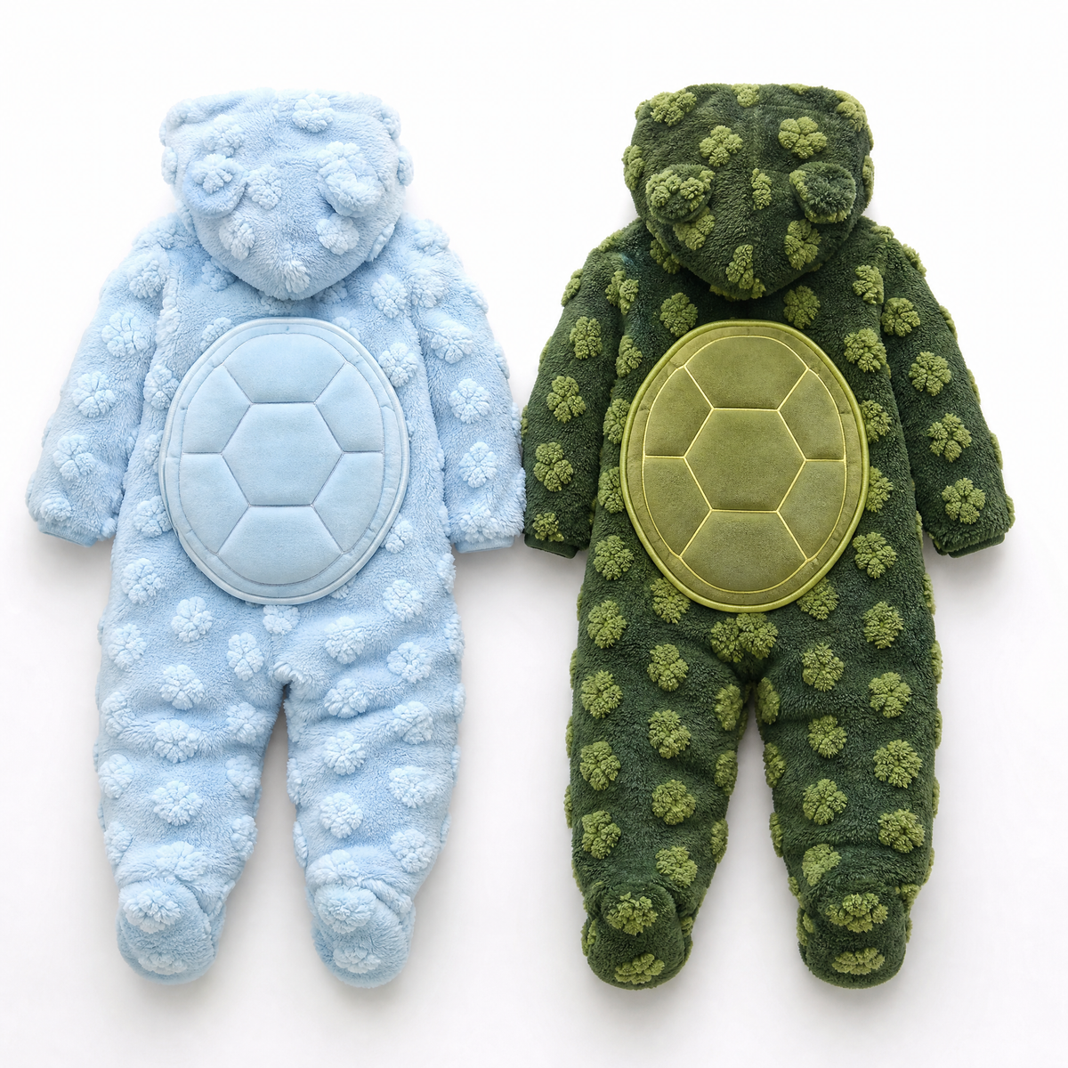 Pyjama tortue bébé en bleu et en vert
