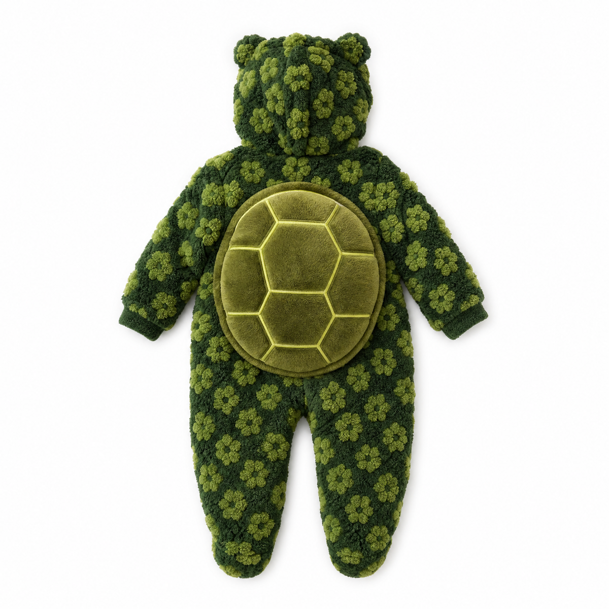 Pyjama Tortue Bébé — combinaison douillette à carapace, coloris vert, photo 1
