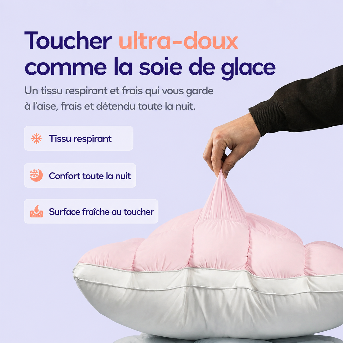 Nuage — Oreiller moelleux au toucher frais, coloris rose, photo 13
