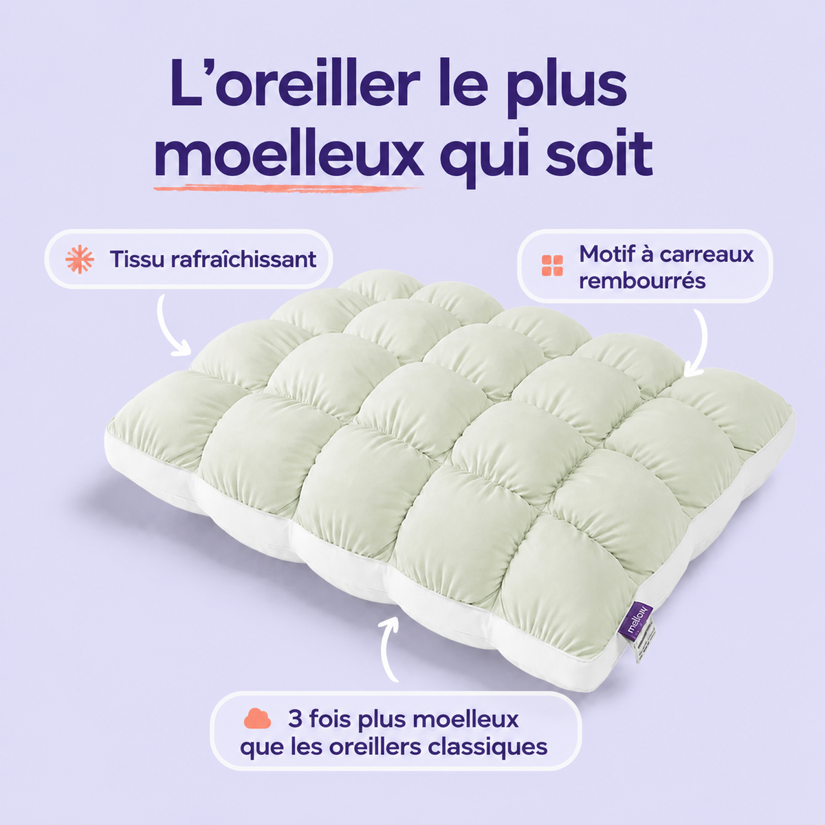Nuage — Oreiller moelleux au toucher frais, coloris vert sauge, photo 27